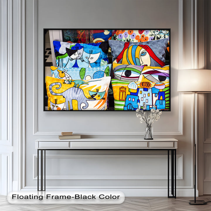 Colorful Cubist Cat & Face Pillows – Picasso Oil Painting