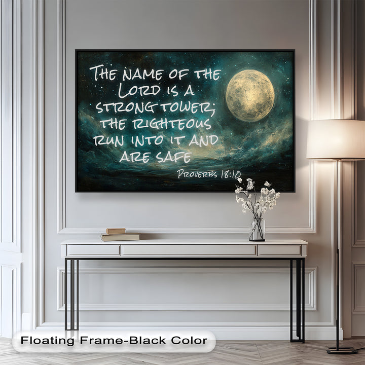 Proverbs 18:10 – Strong Tower Bible Verse Oil Painting