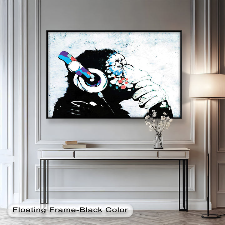 Contemplative Chimp with Headphone – Banksy Oil Painting