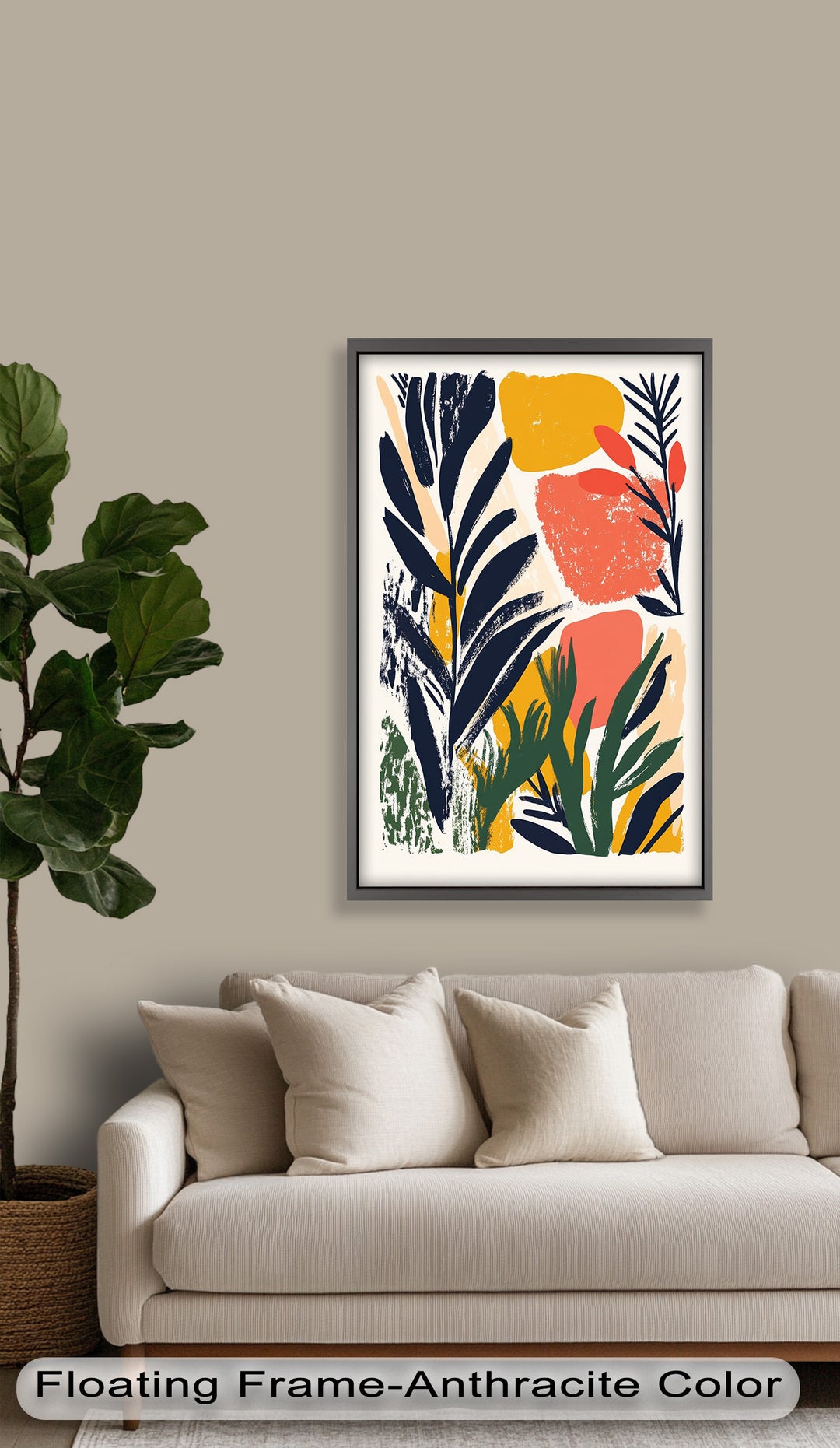 Sonnenbeschienene Gartenabstraktion – Modernes Boho-Blumenölgemälde