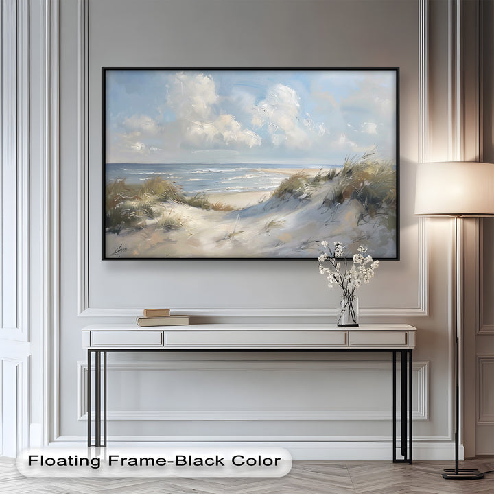 White Sand Beach Sandy Path Landscape – Coastal Oil Painting