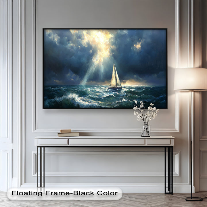 Stormy Horizon – Boat Oil Painting