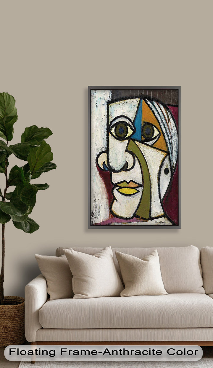 Bold Gaze – Geometric Abstract Portrait Picasso Oil Painting