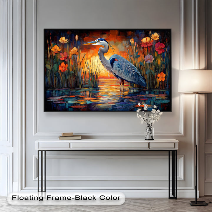 Heron at Sunset  – Animal Oil Painting