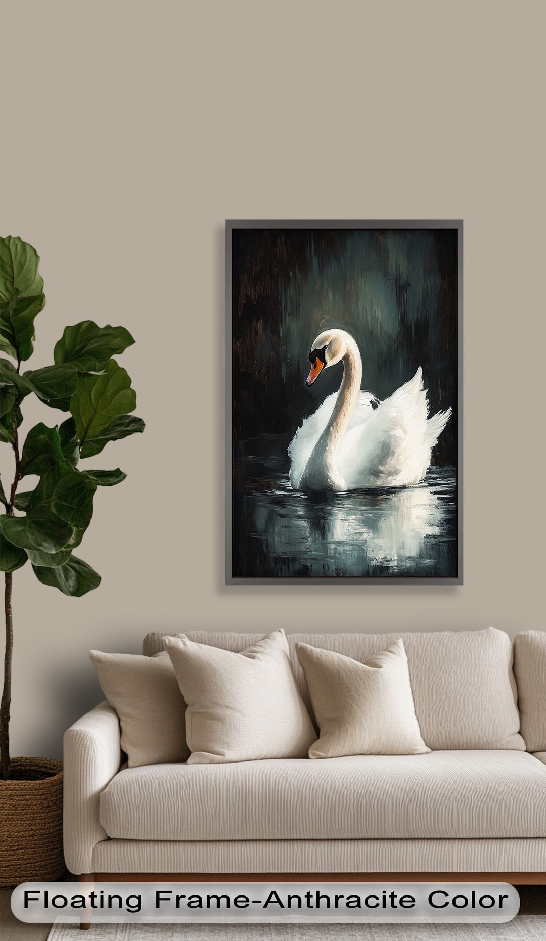 Solitary Grace – White Swan Oil Painting