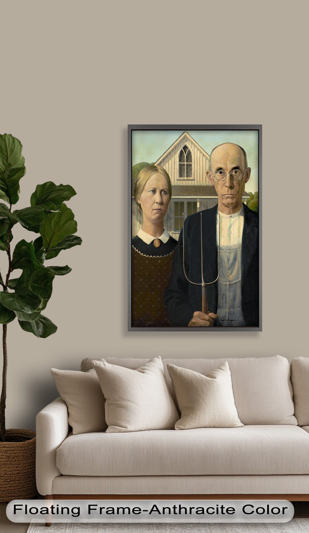 American Gothic – Ikonisches Porträt des Mittleren Westens, historisches Ölgemälde