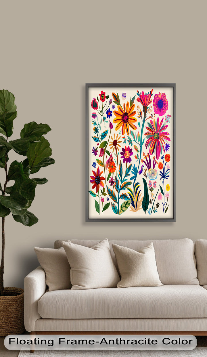 Wild Bloom Symphony – Vibrant Botanical Oil Painting