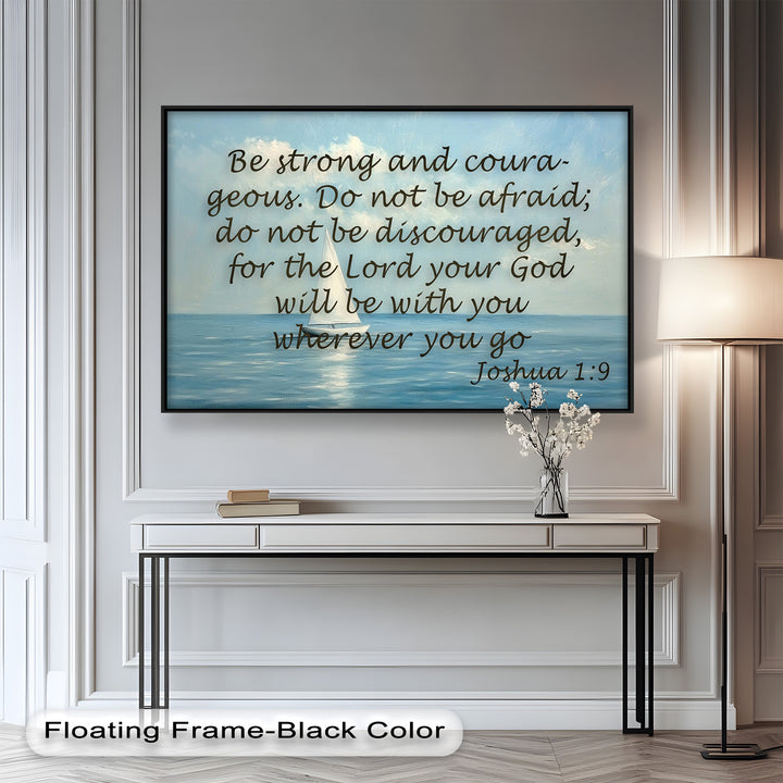 Biblical-themed coastal scene reflecting God’s presence in every journey.
