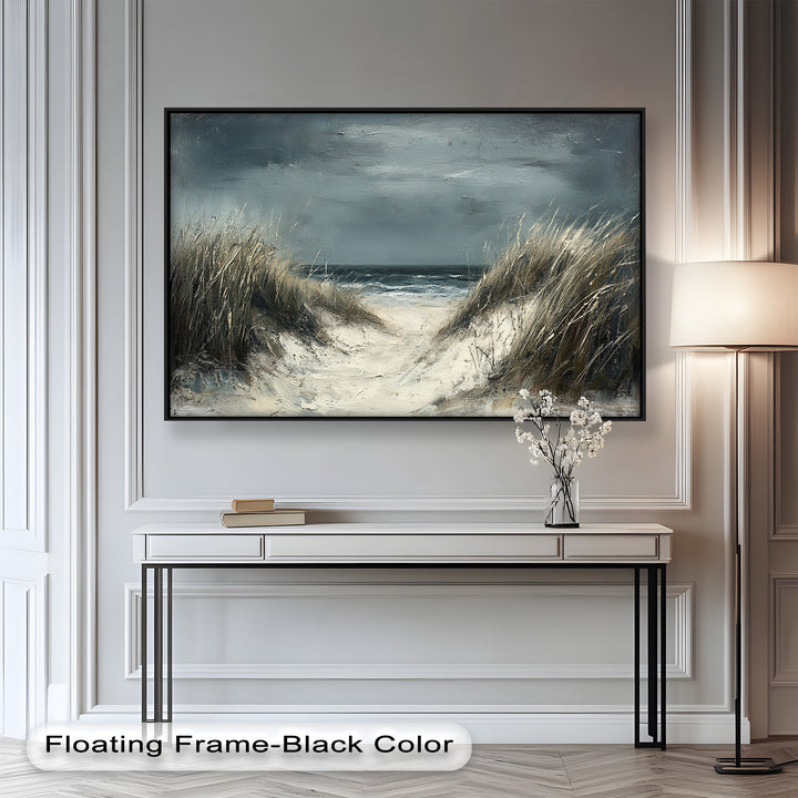 A powerful tribute to the untamed shore, this painting reflects the quiet intensity of nature before or after a passing storm.