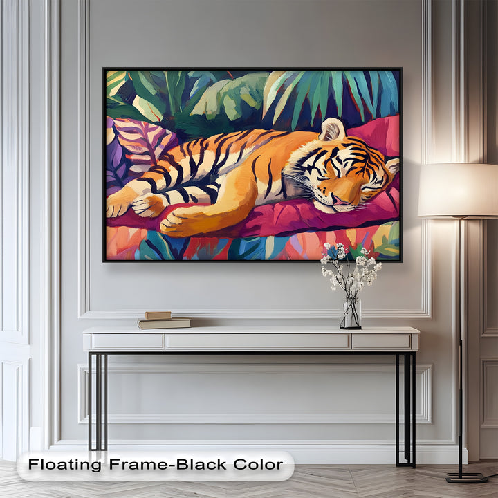 Resting Tiger Oil Painting – Fauvist Jungle Art