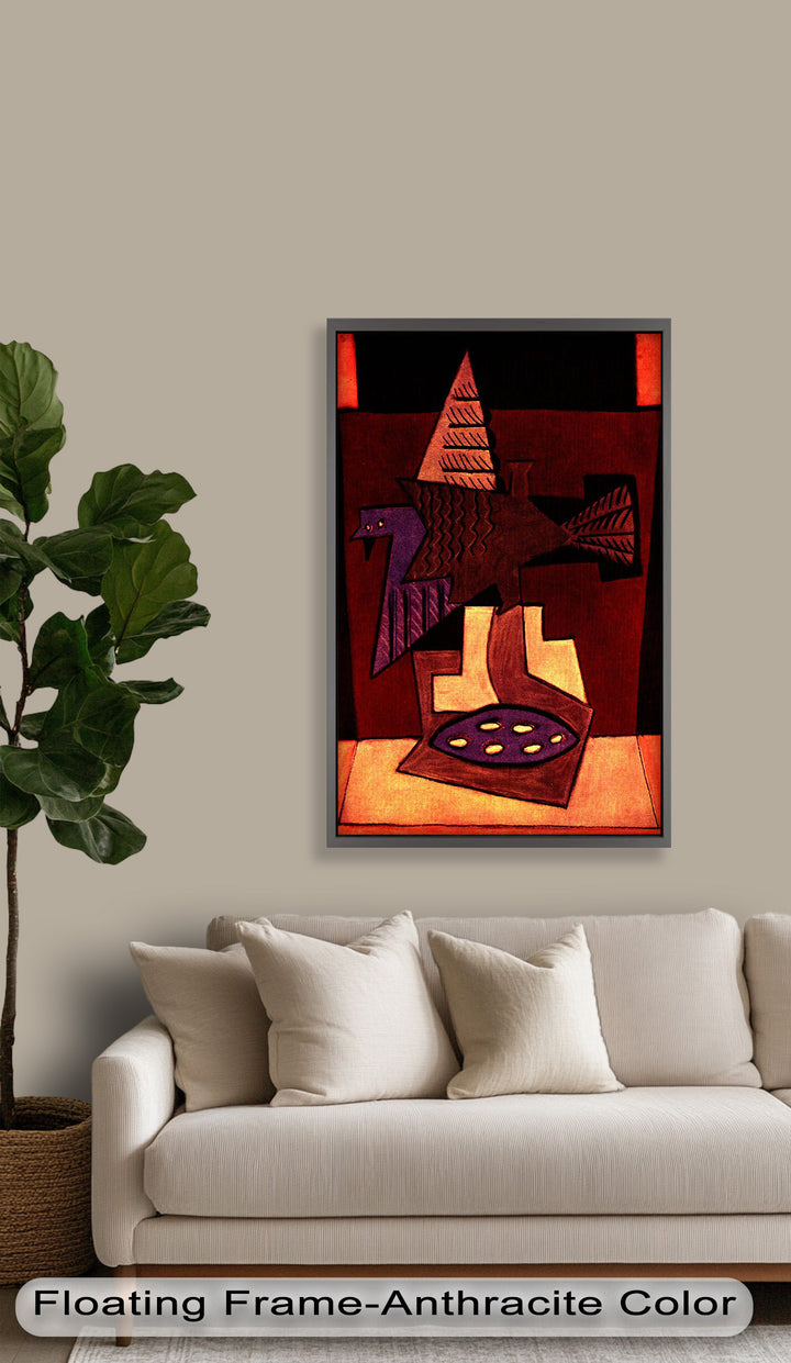 Geometric Bird Abstract Wall Art – Modern Cubist Oil Painting
