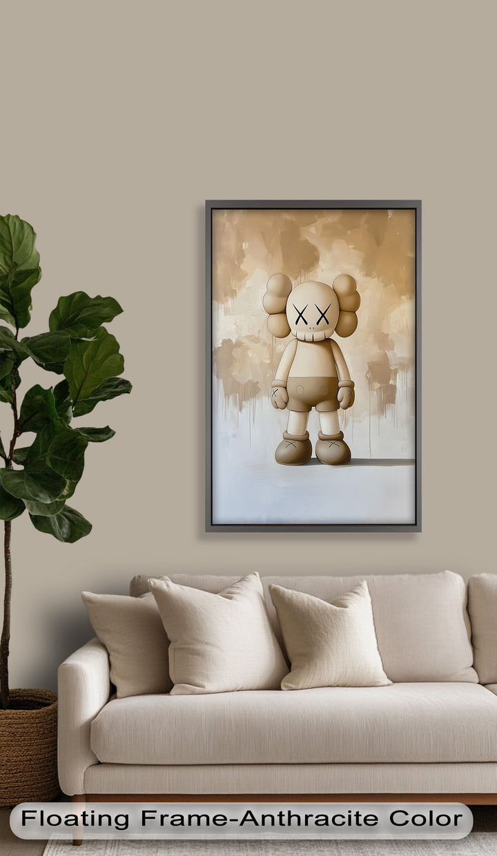 Monochrome Companion – Minimalistisches KAWS-Ölgemälde