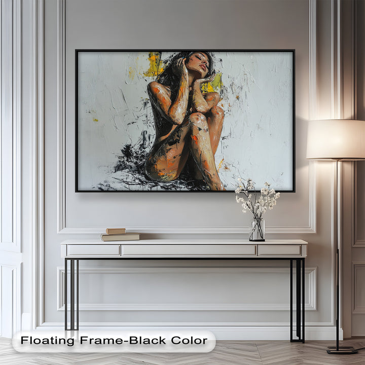 Poise in Silence – Textured Nude Figure Oil Painting