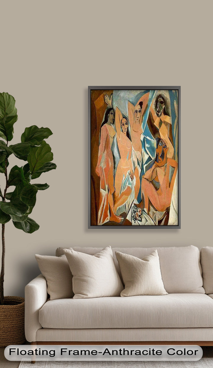 Echoes of Les Demoiselles – Picasso-Inspired Cubist Nude Figures Oil Painting