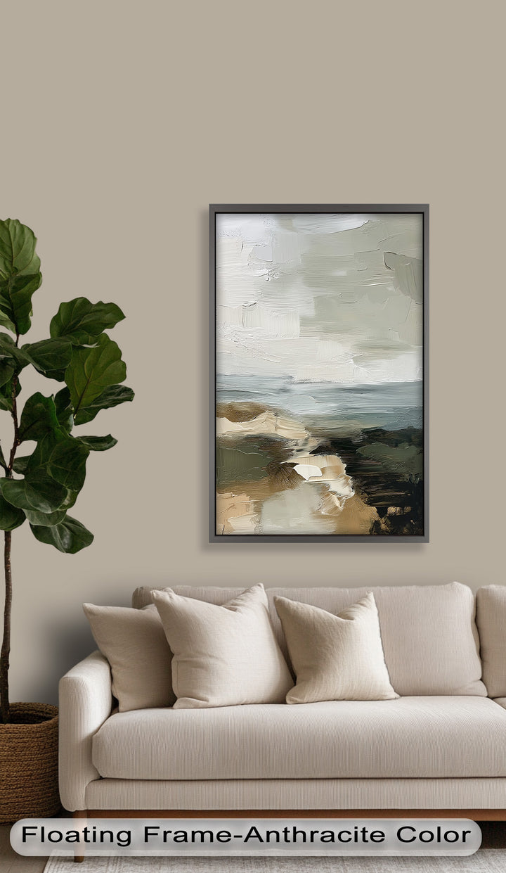Flüstern der Küste – Minimalistisches Landschaftsölgemälde