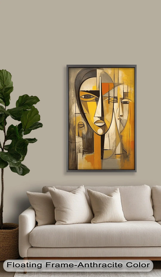 Swirling composition and overlapping planes capture the constant shift and flow of emotion, highlighting the dynamic oil painting decoration within this abstract portrait series.