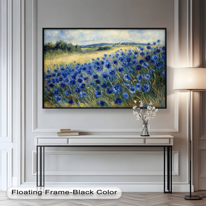 Golden Fields and Blue Cornflowers – Impressionist Meadow Scene Oil Painting