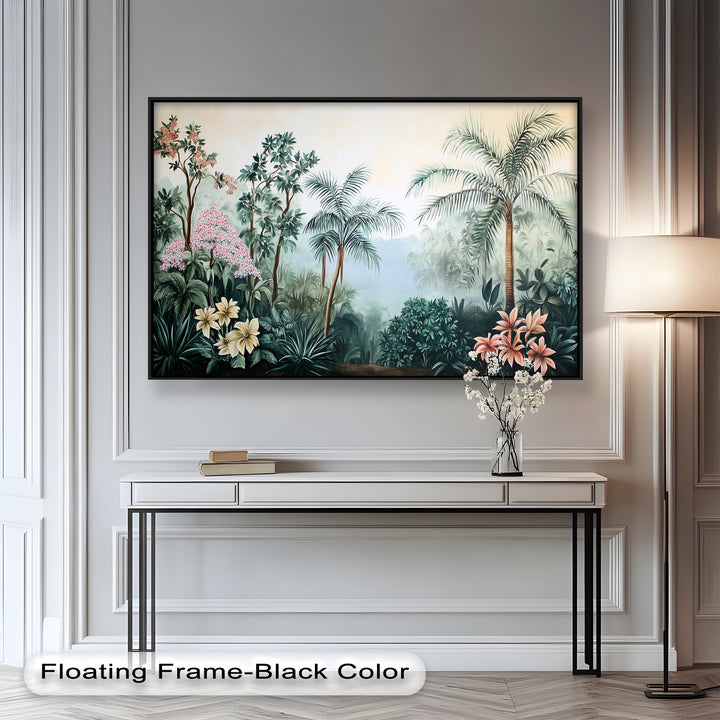Floral Tropics Oasis – Palm Tree Oil Painting