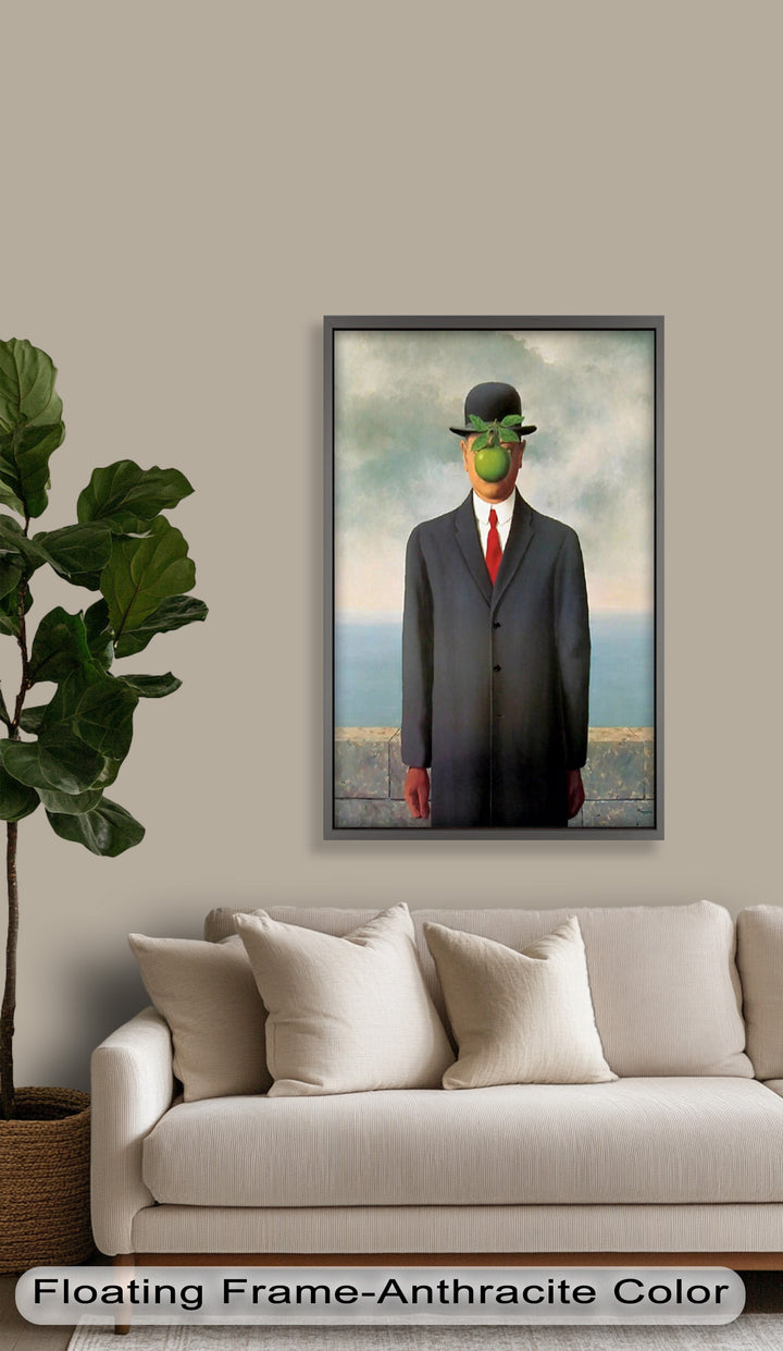 The Hidden Face – Surrealist Gentleman with Green Apple Oil Painting