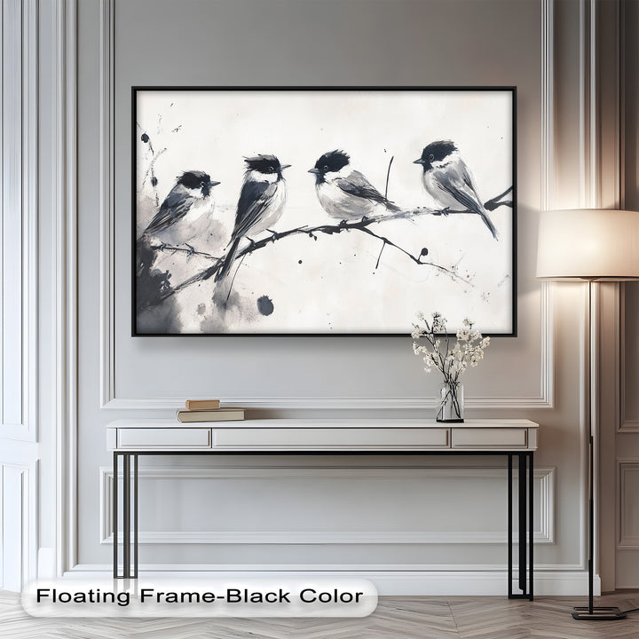 Monochromes Quartett – Vogel-Ölgemälde