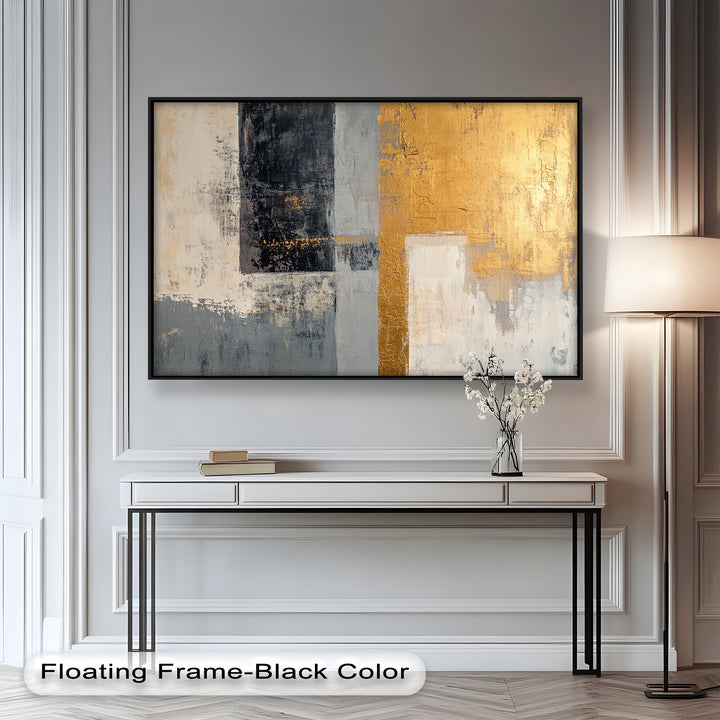 Golden Edge Abstract – Moderne Ölgemälde
