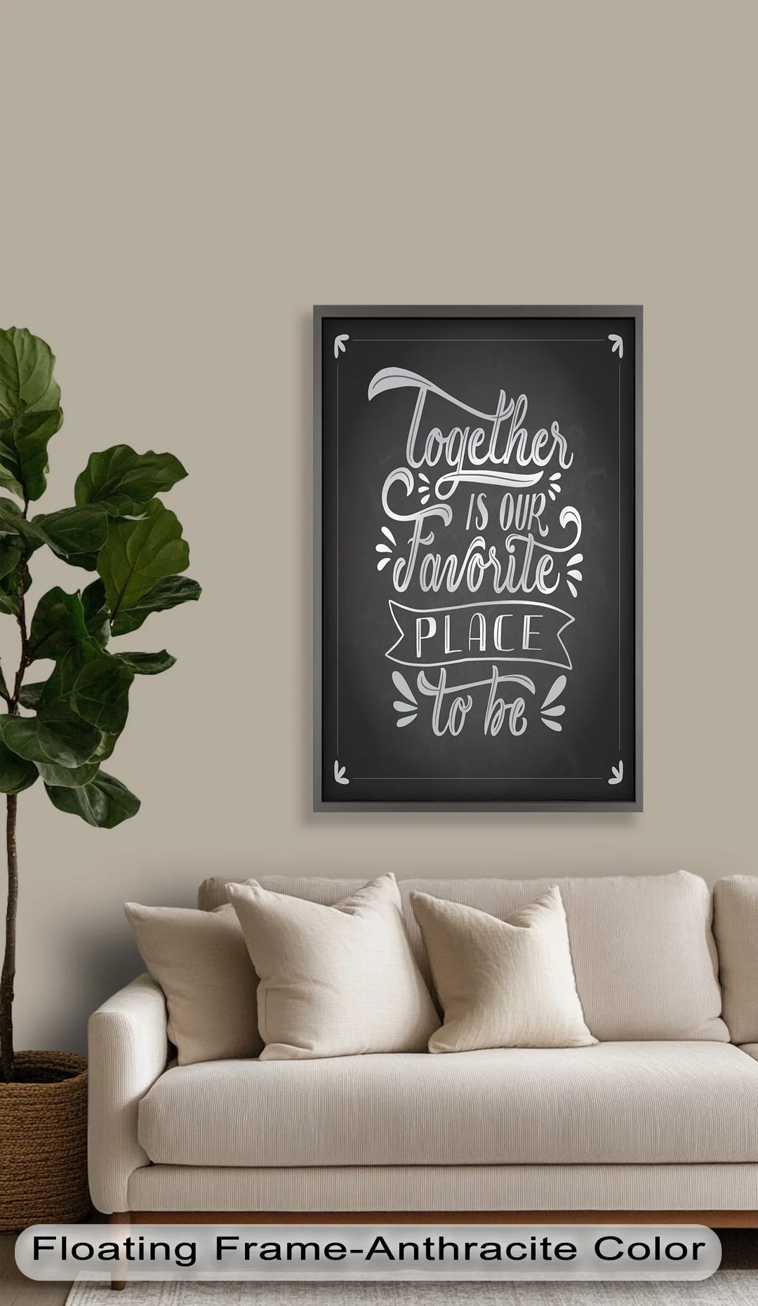 Elegant Calligraphy Oil Painting – Family & Love Quote for Interior Styling
