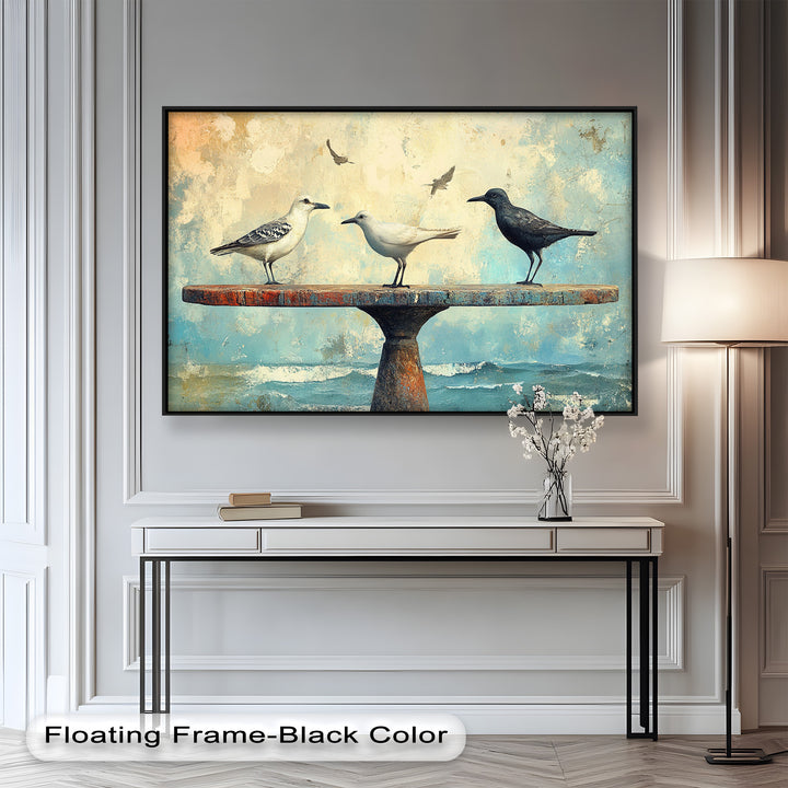 Surreal Birds on Pedestal – Animal Oil Painting