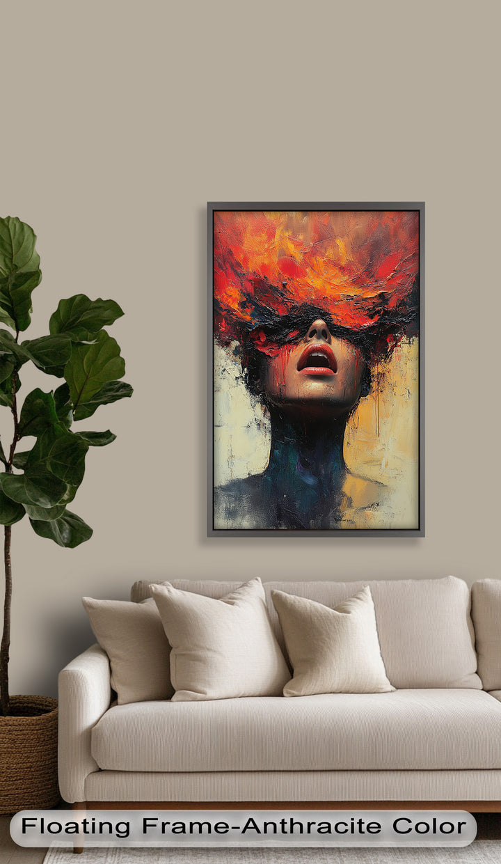 Inferno Within – Fiery Emotional Expression Abstract Oil Painting