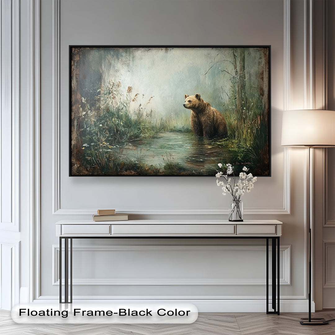 Brown Bear by the Water - Animal Oil Painting