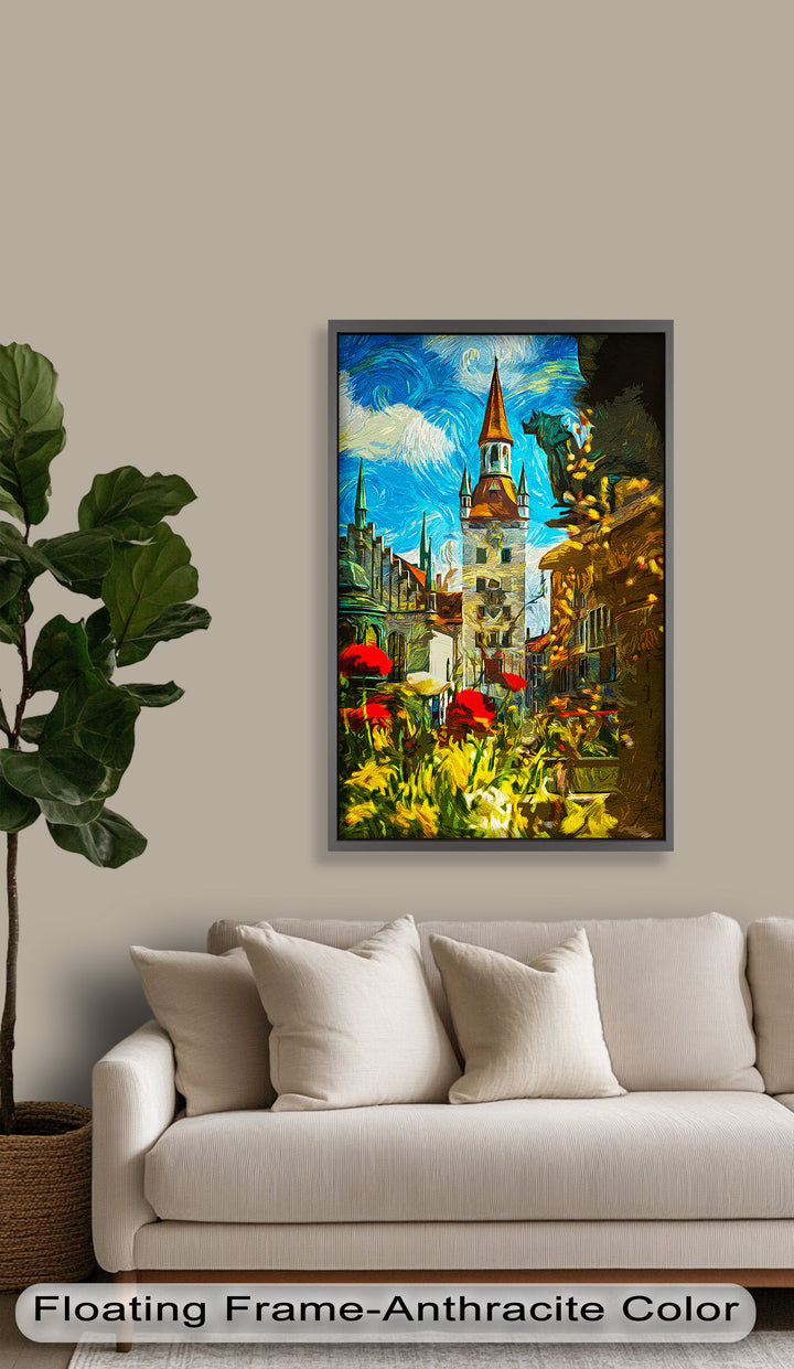 Sunlit Cathedral Square – Vibrant European Cityscape Picasso Oil Painting