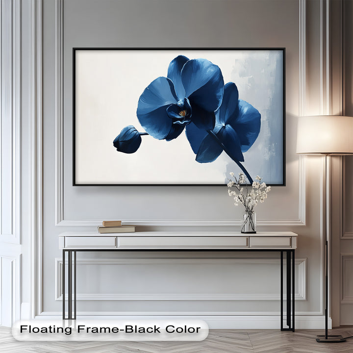 Blue Orchid Wall Art – Modern Floral Oil Painting
