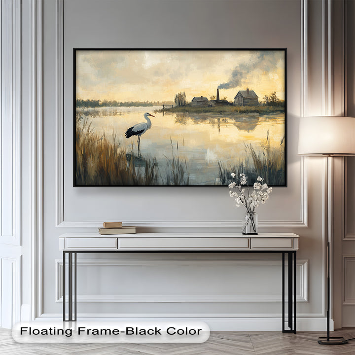 Stork at Dusk – Animal Oil Painting
