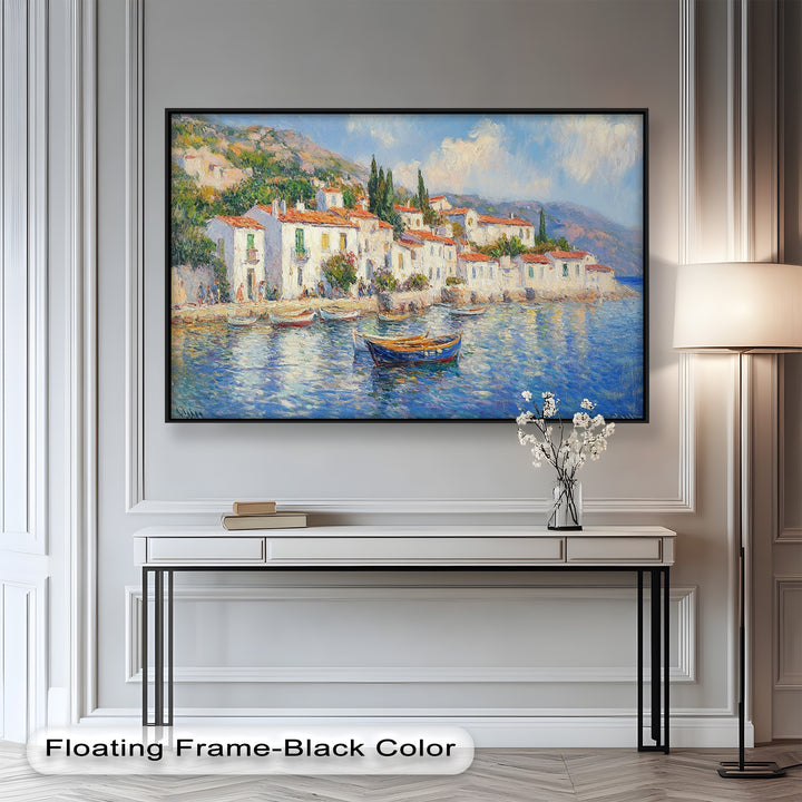 Sunlit Mediterranean Village – Coastal Impressionist Oil Painting