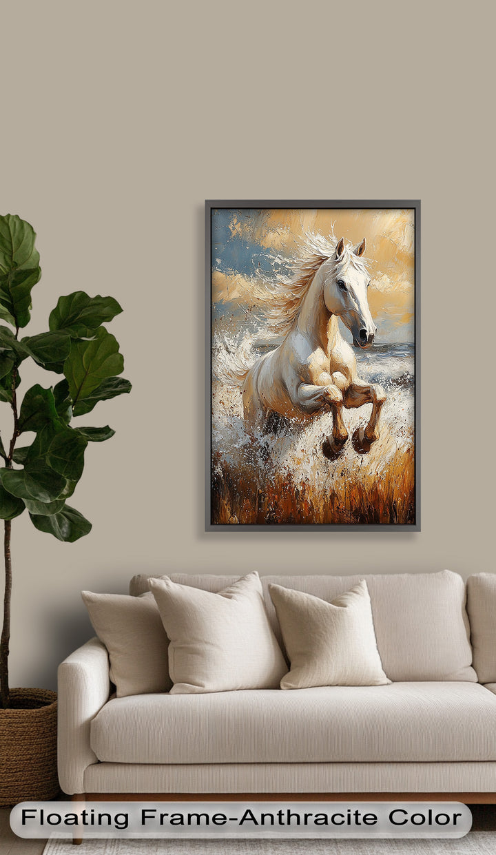 Spirit of the Wind – White Horse Oil Painting