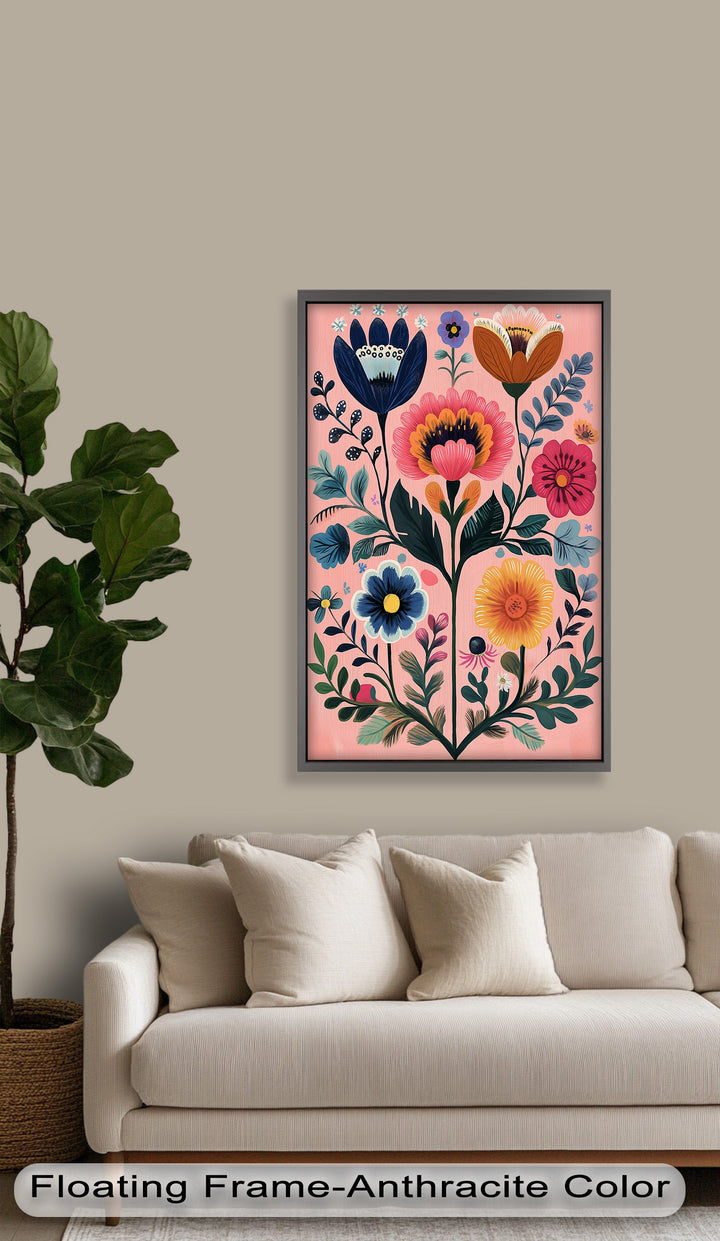 Blossom Carnival – Whimsical Boho Flower Oil Painting