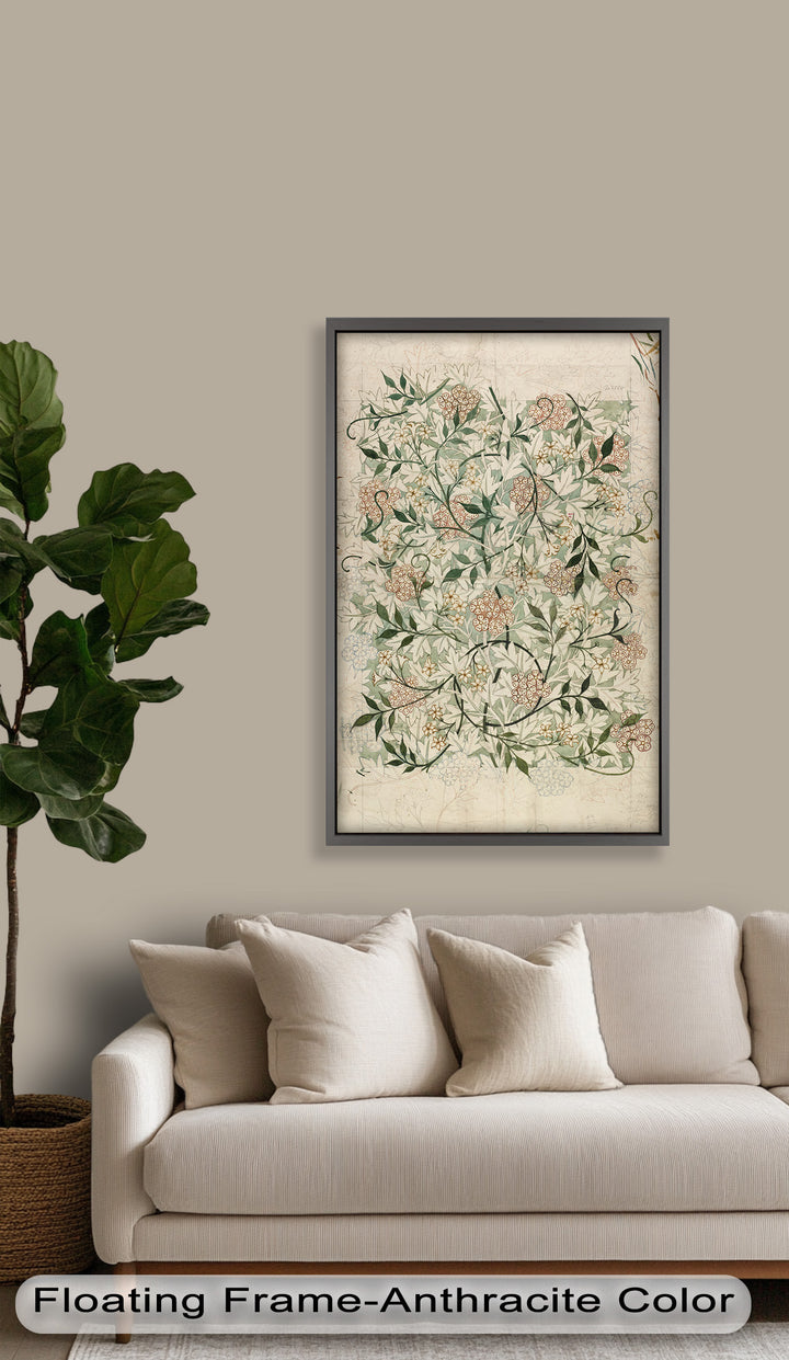 Verworrene Blüten – Botanisches Blumenölgemälde mit Rankenmuster