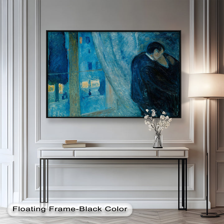 The Kiss by Munch – Romantic Blue Interior Oil Painting