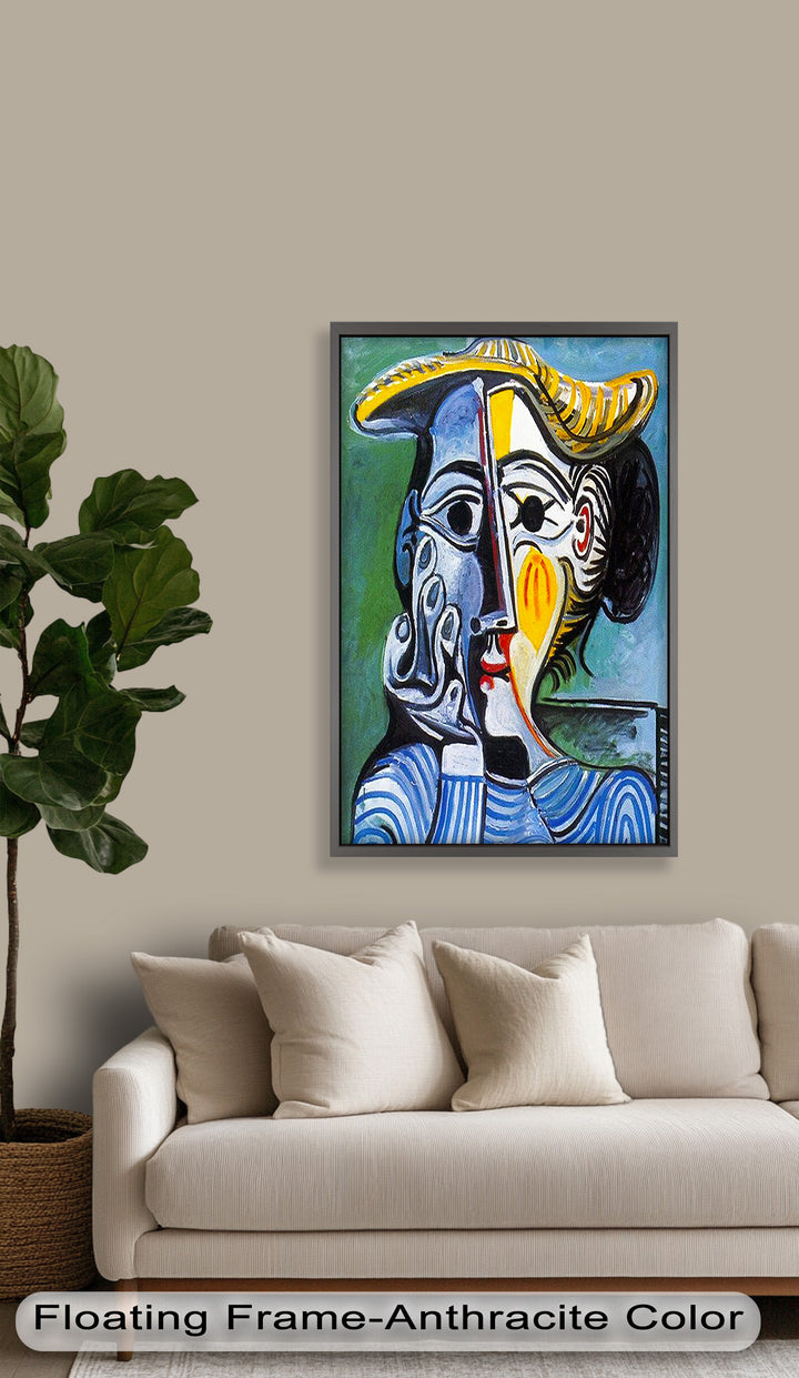 Striped Elegance – Picasso Cubist Portrait Oil Painting
