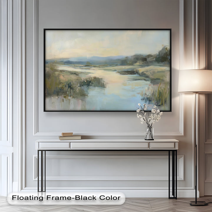 Pastel River Landscape - Framed Oil Painting