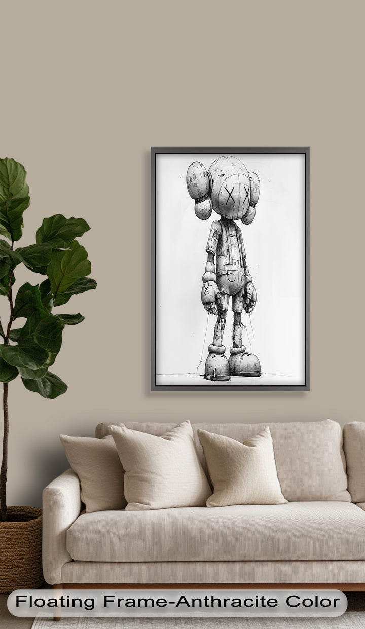 Timber Companion – Monochrome KAWS Oil Painting