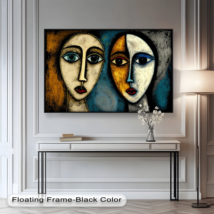 Duality of Gaze – Abstract Expressionist Portrait Picasso Oil Painting