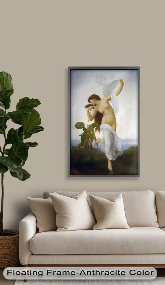Fine art features demonstrate exquisite material quality in this oil painting reproduction print, highlighting the luminous texture of the flowing fabric and goddess' skin.