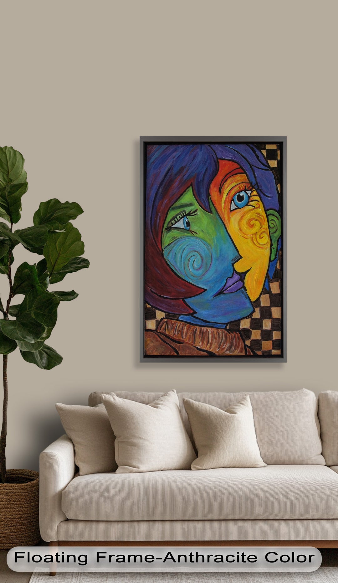 Dual Emotions – Vibrant Abstract Portrait Picasso Oil Painting