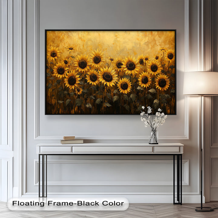 Golden Sunflower Field Wall Art – Floral Oil Painting