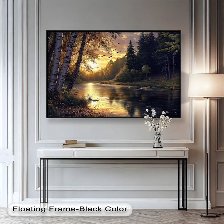 Sonnenuntergang Fluss Wandkunst - Landschaft Ölgemälde