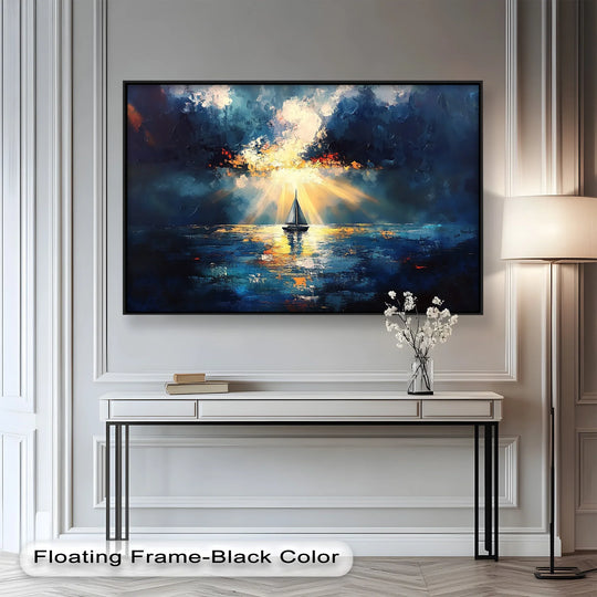 Radiant Horizon – Sailboat at Sunset Oil Painting - MyPhotoStation