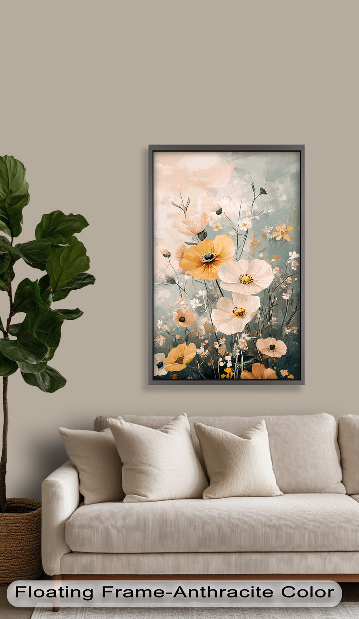 Golden Meadow Bloom - Boho Oil Painting