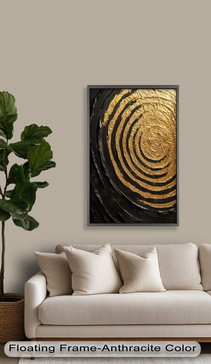 Golden Ripple Radiance – Luxuriöses abstraktes Ölgemälde