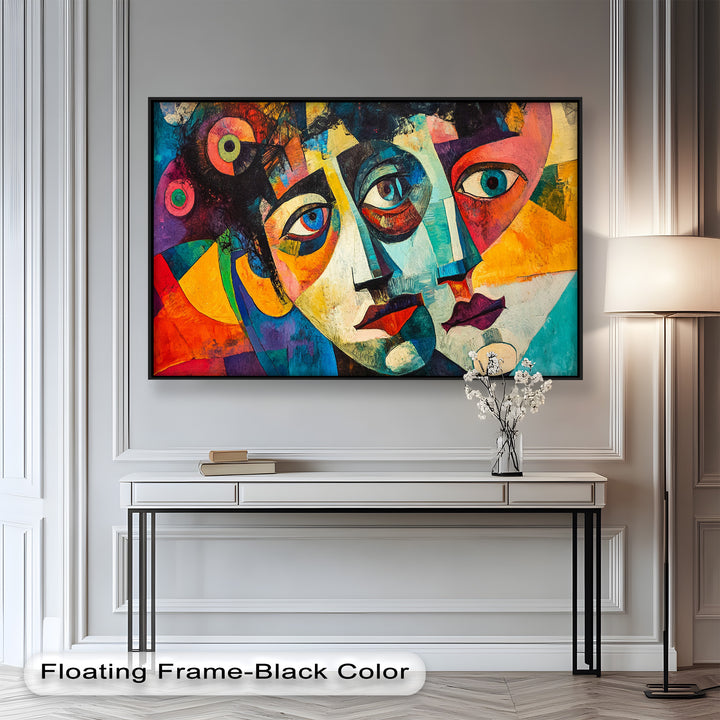 Entwined Visions Oil Painting – Fauvist Dual-Face Expressionism