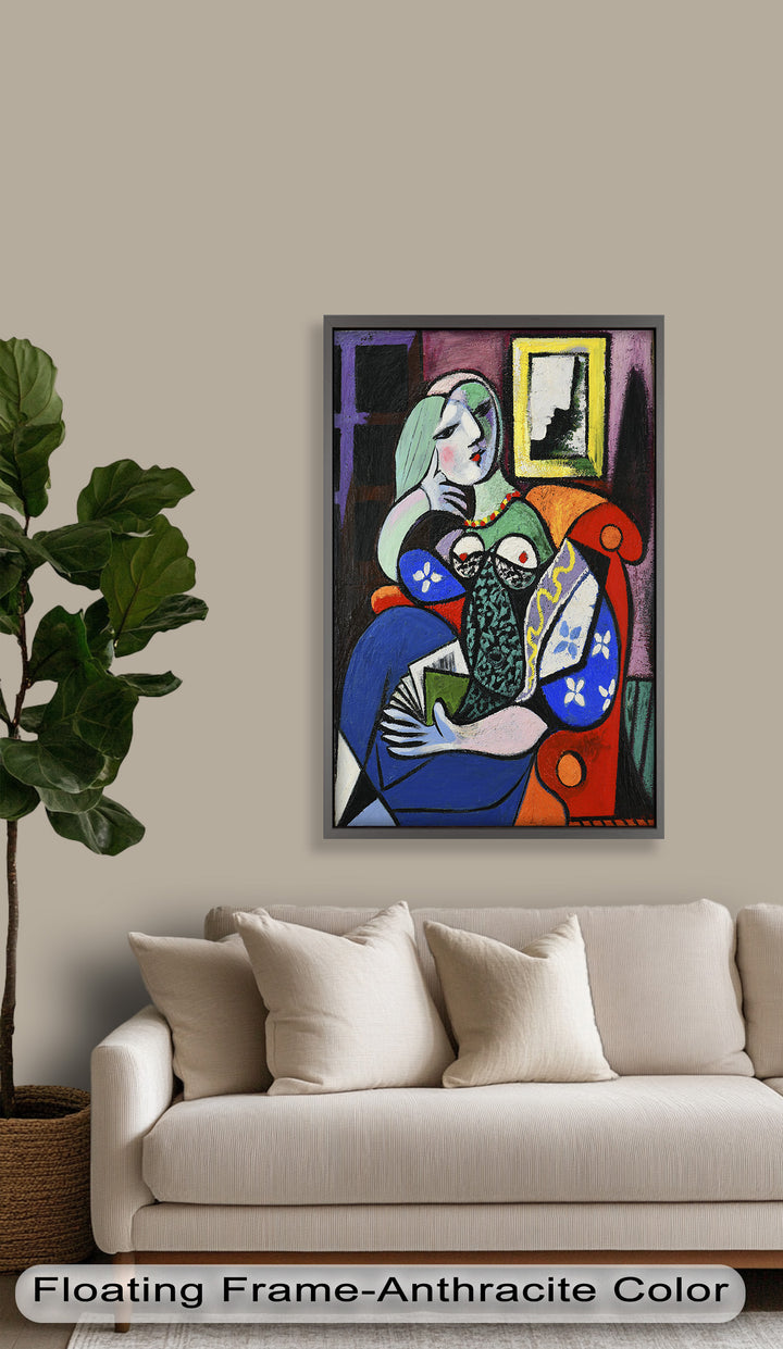 Woman with a Book – Cubist Interior Portrait Picasso Oil Painting